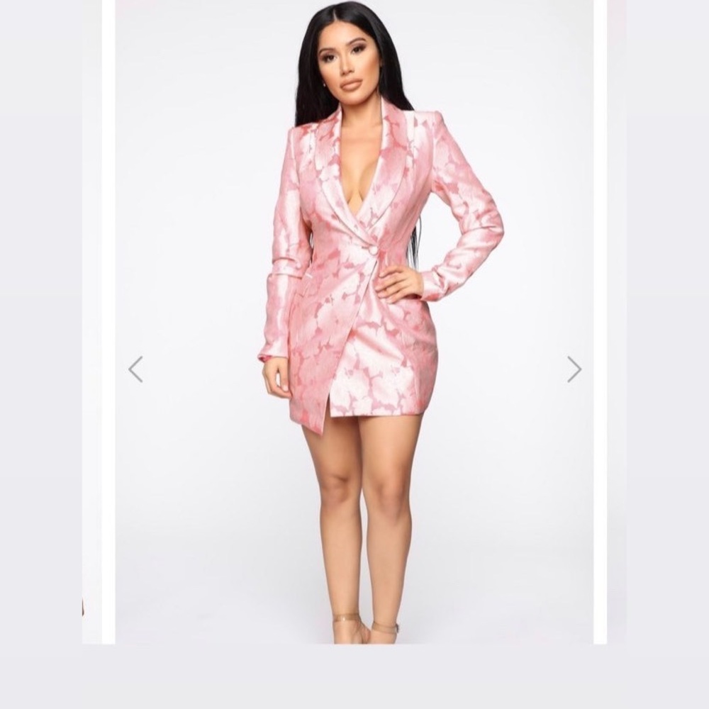 FASHION NOVA PINK FLORAL BLAZER DRESS